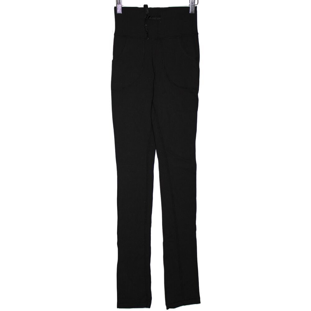 Womens Lululemon Skinny Will Pants Black Drawstring Pockets Leggings Size 2
